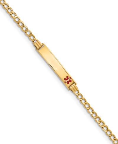 Medical Info ID Plate Bracelet in 14k Gold