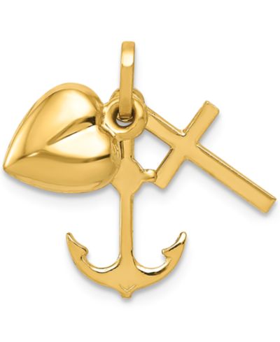 Подвеска Heart, Cross & Anchor Charm 14k Gold