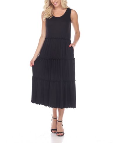 Женское многослойное миди платье White Mark Scoop Neck Tiered Midi Dress