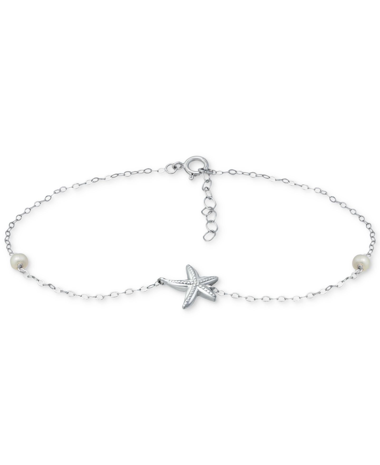Giani Bernini Cultured Freshwater Pearl (4mm) & Starfish Ankle Bracelet in 18k Gold-Plated Sterling Silver, Created for Macy's
