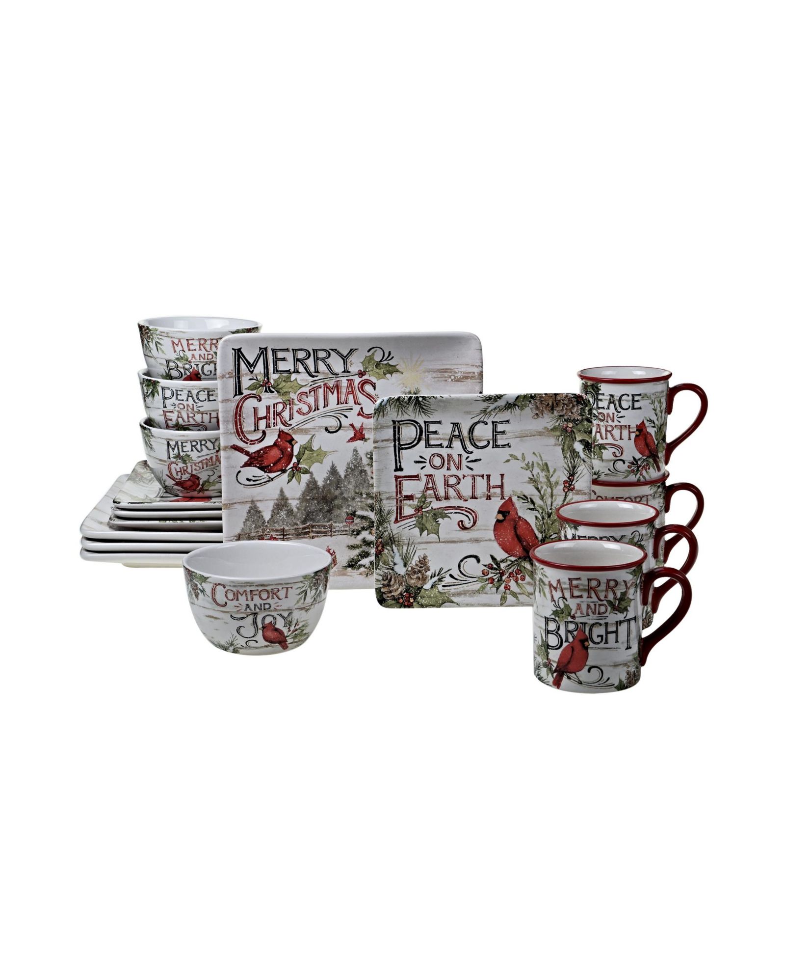 Certified International Evergreen Christmas 16 Pc. Dinnerware, Service for 4