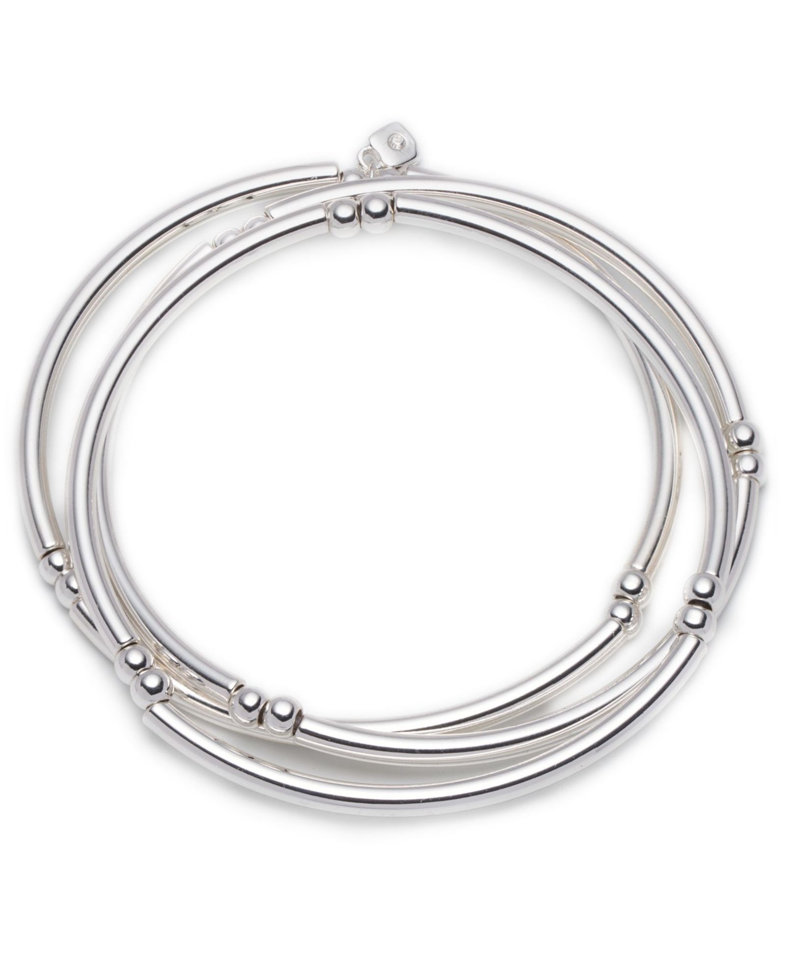 Nine West Stretch Silver Bangles, 3 Set