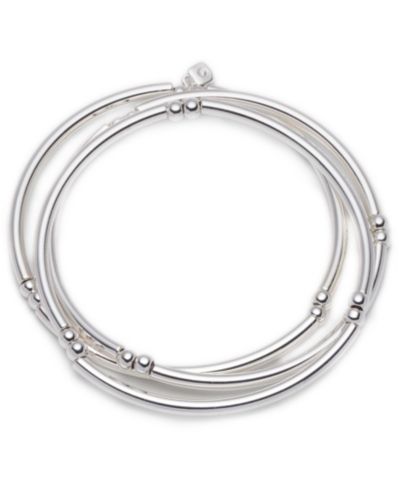 Nine West Stretch Silver Bangles, 3 Set
