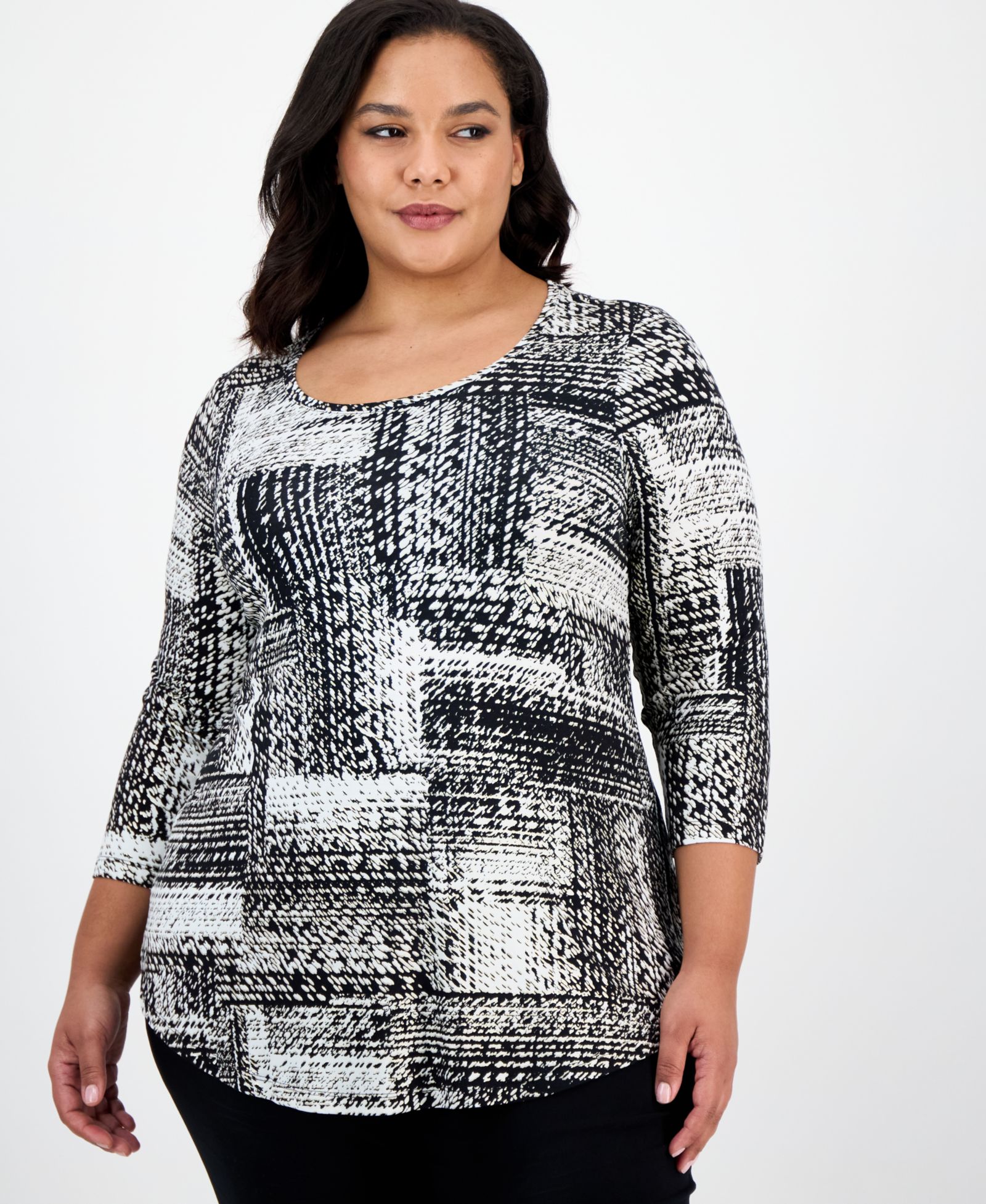 JM Collection Plus Size Printed топ