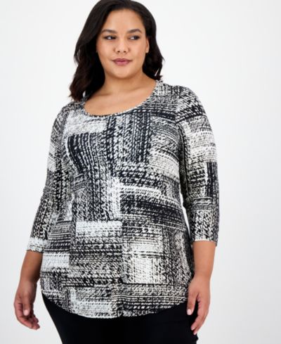 JM Collection Plus Size Printed топ