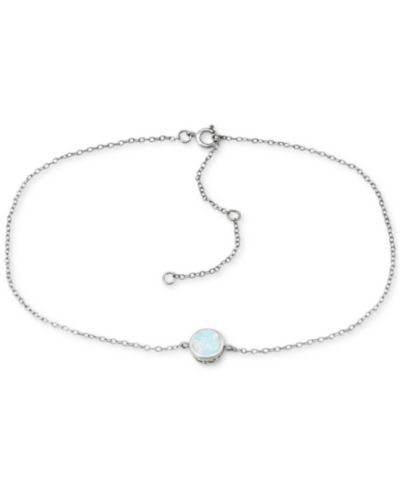 Giani Bernini Lab-Grown Opal Ankle Bracelet (Also in Cubic Zirconia), Created for Macy's