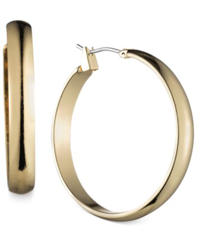 Серьги-кольца Anne Klein Gold-Tone 1 1/4" Wide