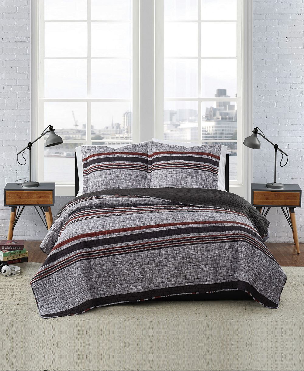 Комплект постельного белья London Fog Warren Stripe 2-Piece Quilt Set, Twin XL