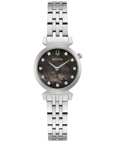 Женские классические часы Bulova Regatta с бриллиантами и стальным браслетом 24mm