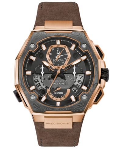 Часы Bulova Men's Precisionist с кожаным ремешком коричневым