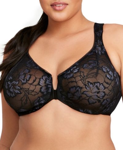 Женский Full Figure Wonderwire Front Close Stretch Lace Bra with Narrow Set Straps 9246