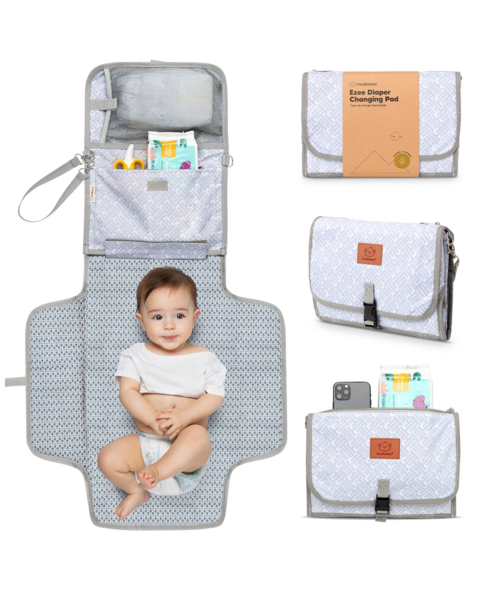 KeaBabies Ezee Diaper Changing Pad, Portable Diaper Changing Mat, Waterproof Foldable Diaper Changing Pad