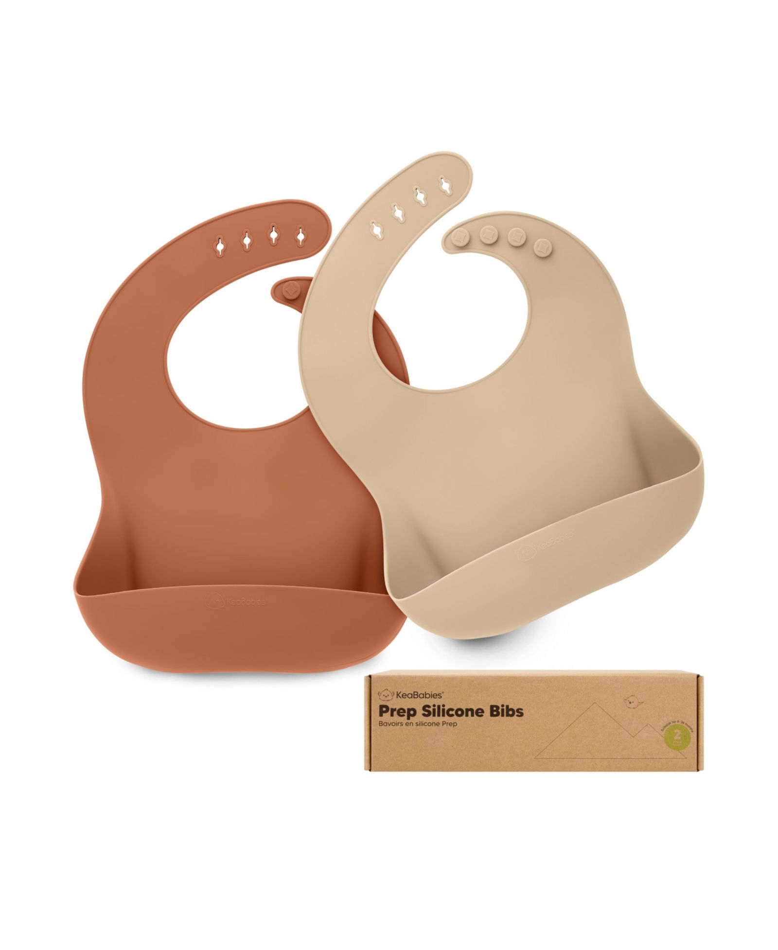 KeaBabies 2-Pack Silicone Bibs For Babies, Food Grade Silicone Baby Bibs for Eating, Feeding, Toddler Bibs, Boys, Girls