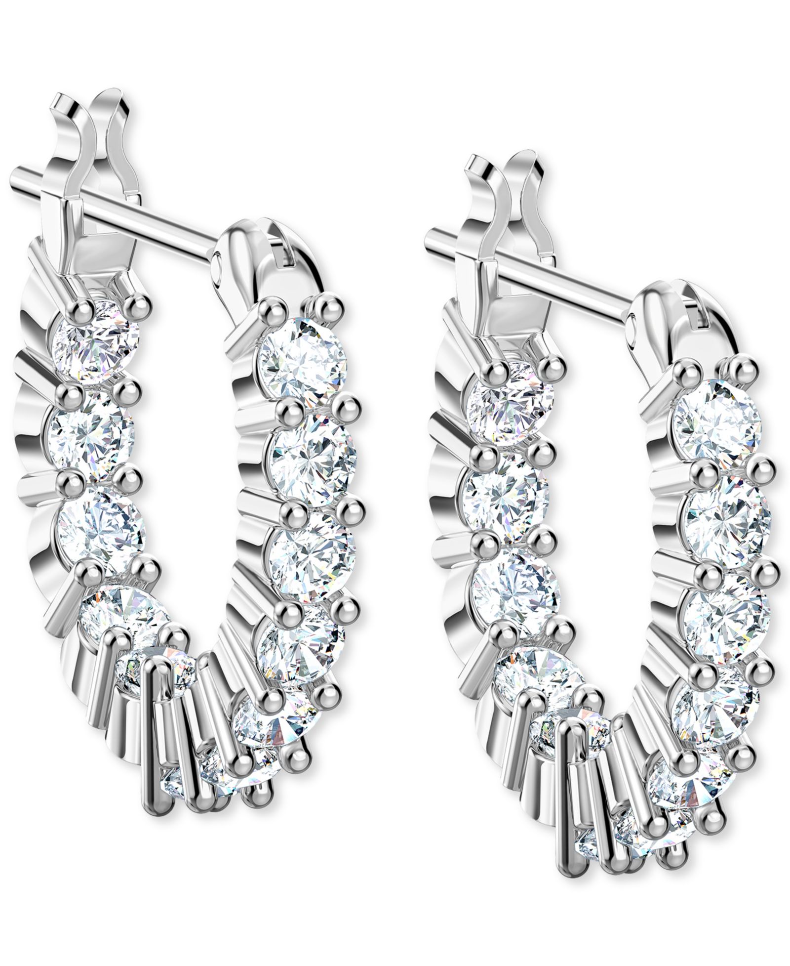 Серьги-кольца Swarovski Silver-Tone Extra-Small Crystal, 0.50"