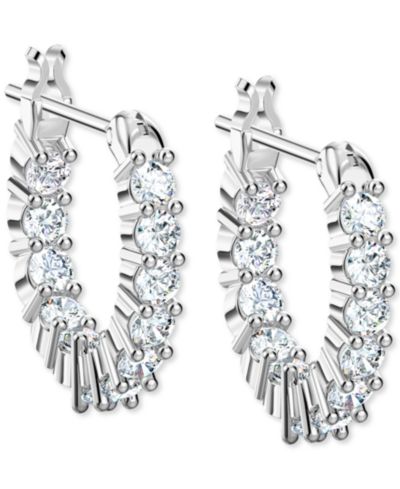 Серьги-кольца Swarovski Silver-Tone Extra-Small Crystal, 0.50"