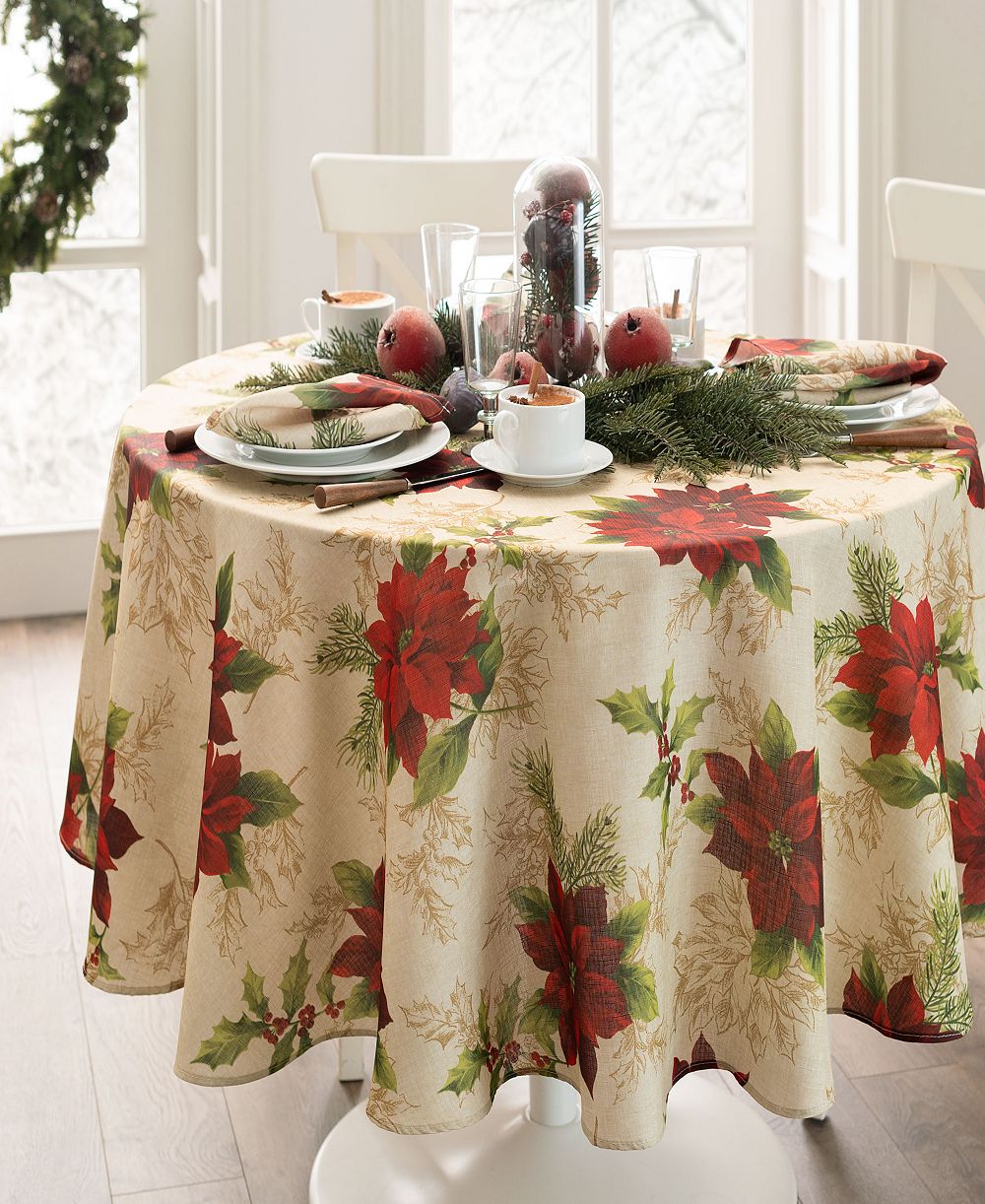 Скатерть Elrene Festive Poinsettia, 70" x 70"