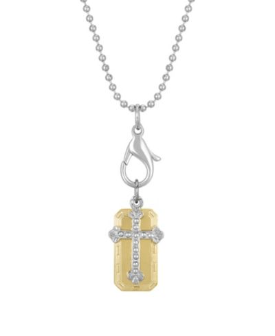 2028 ожерелье с подвеской Cross Charm Crystal 16" регулируемое Silver-Tone и Gold-Tone