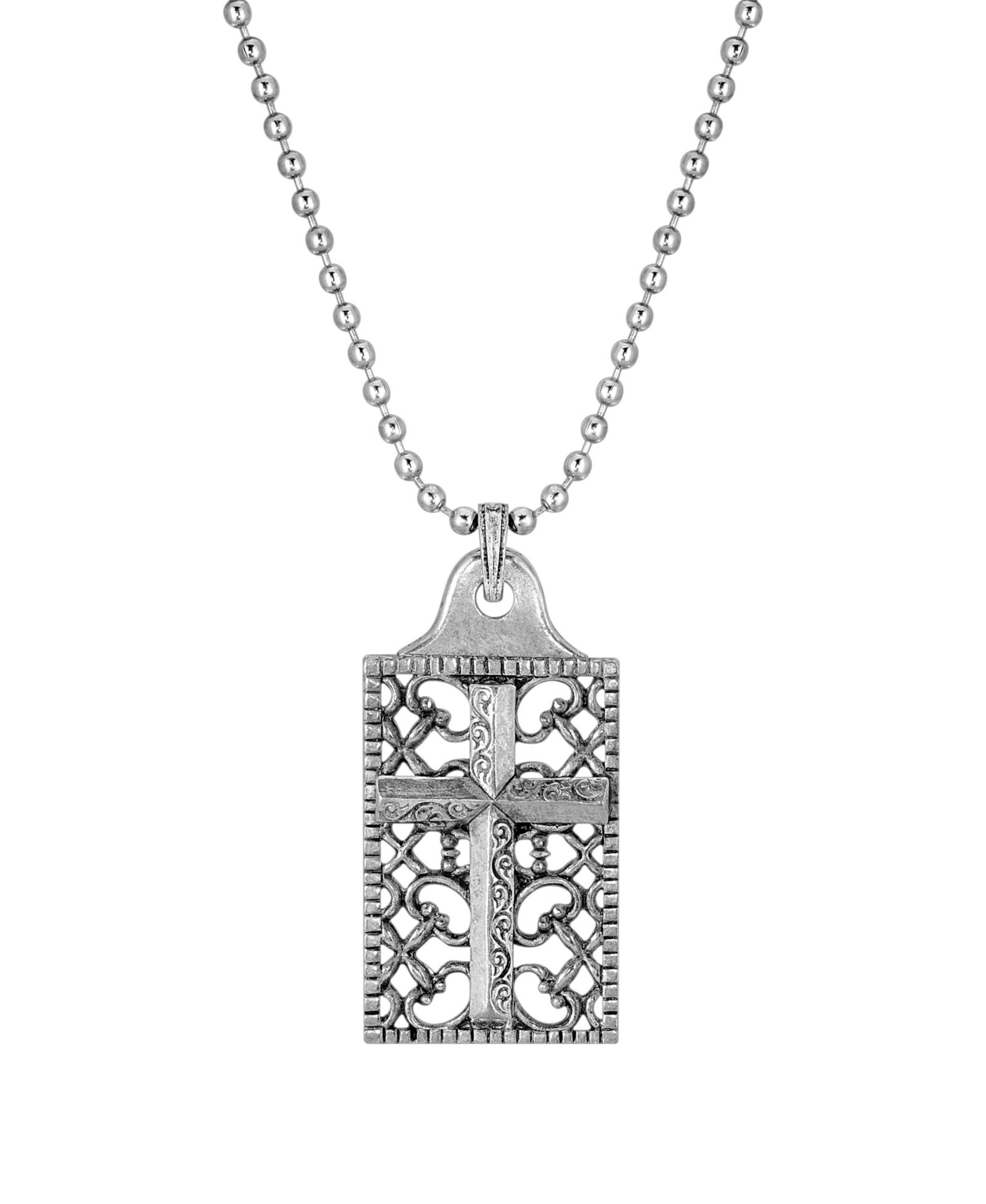 Подвеска-кулон 2028 Pewter Cross Square Dog Tag 22"