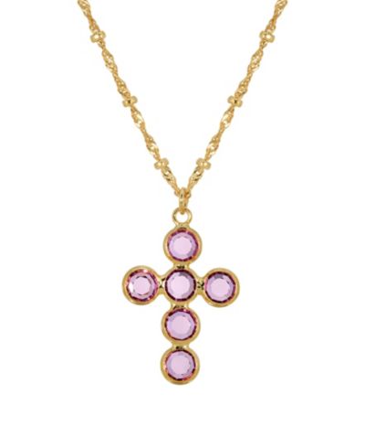 Ожерелье 2028 Silver-Tone Amethyst Purple Swarovski Elements Cross 16"