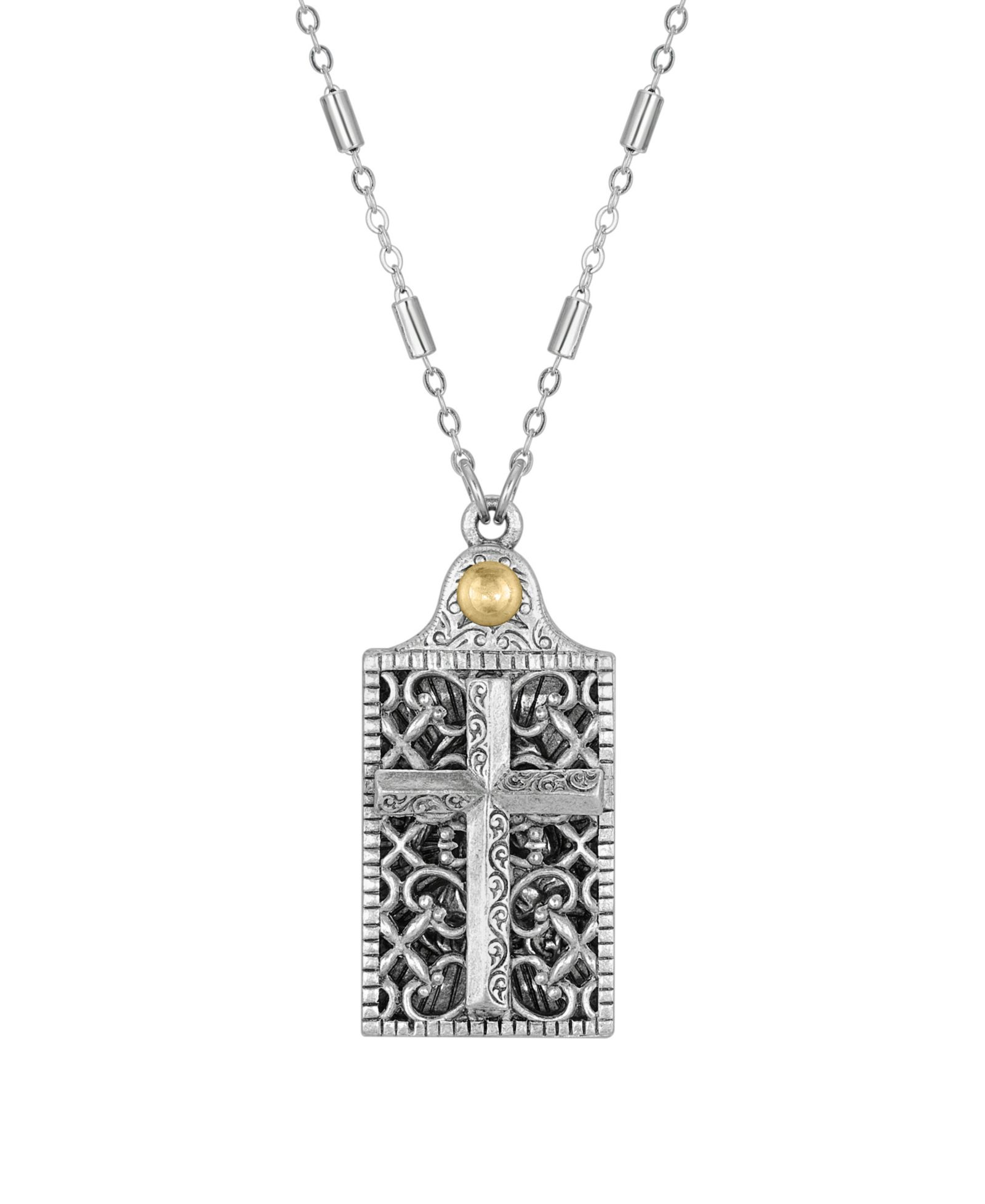 2028 кулон-локет Square Cross and Angel Slide 28" из олова