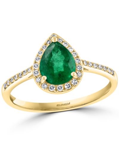 Кольцо EFFY® Emerald (7/8 ct. t.w.) и Diamond (1/6 ct. t.w.) в 14k Gold