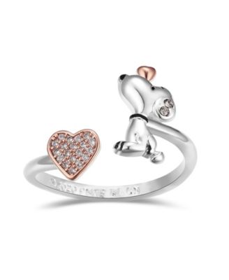 Кольцо Peanuts Snoopy and Pave Crystal Heart Bypass Ring