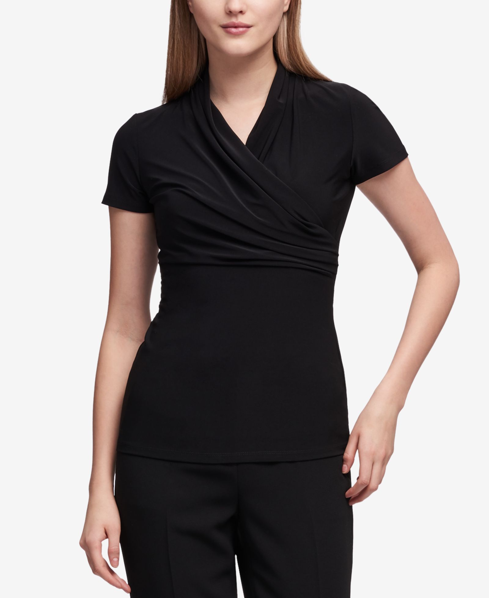 Блузка DKNY Petite Draped Surplice