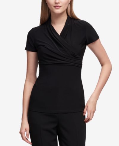 Блузка DKNY Petite Draped Surplice