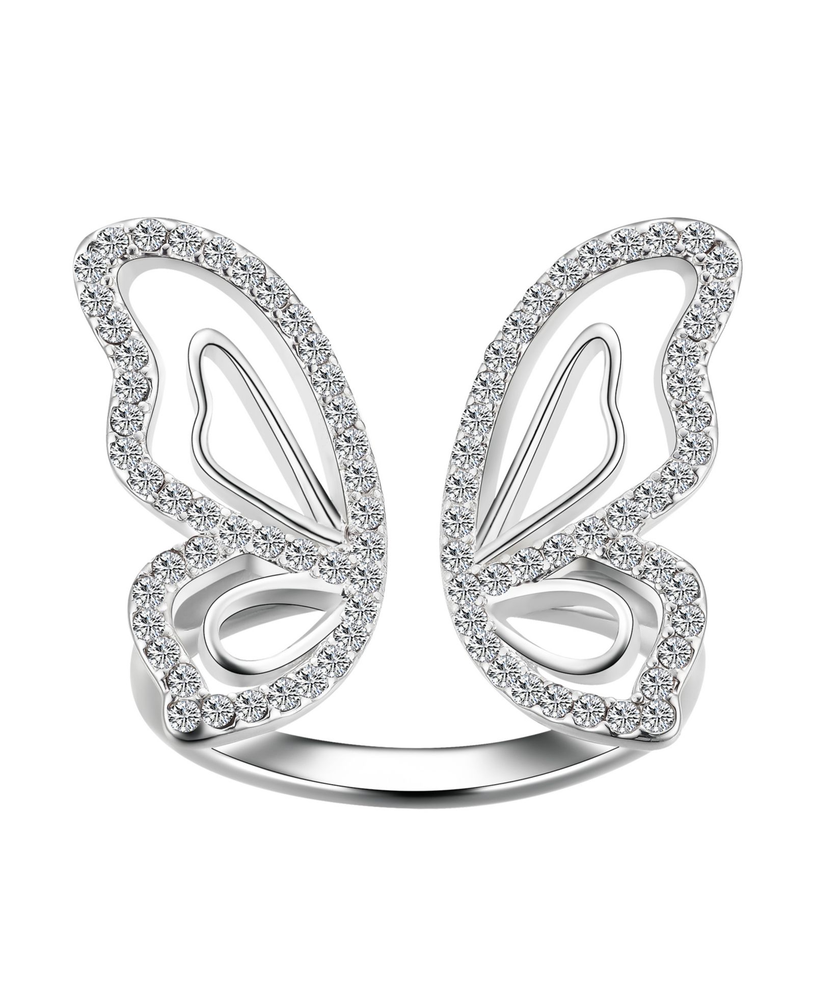 Кольцо Unwritten Crystal Open Butterfly Silver Plate или Gold Flash Plate