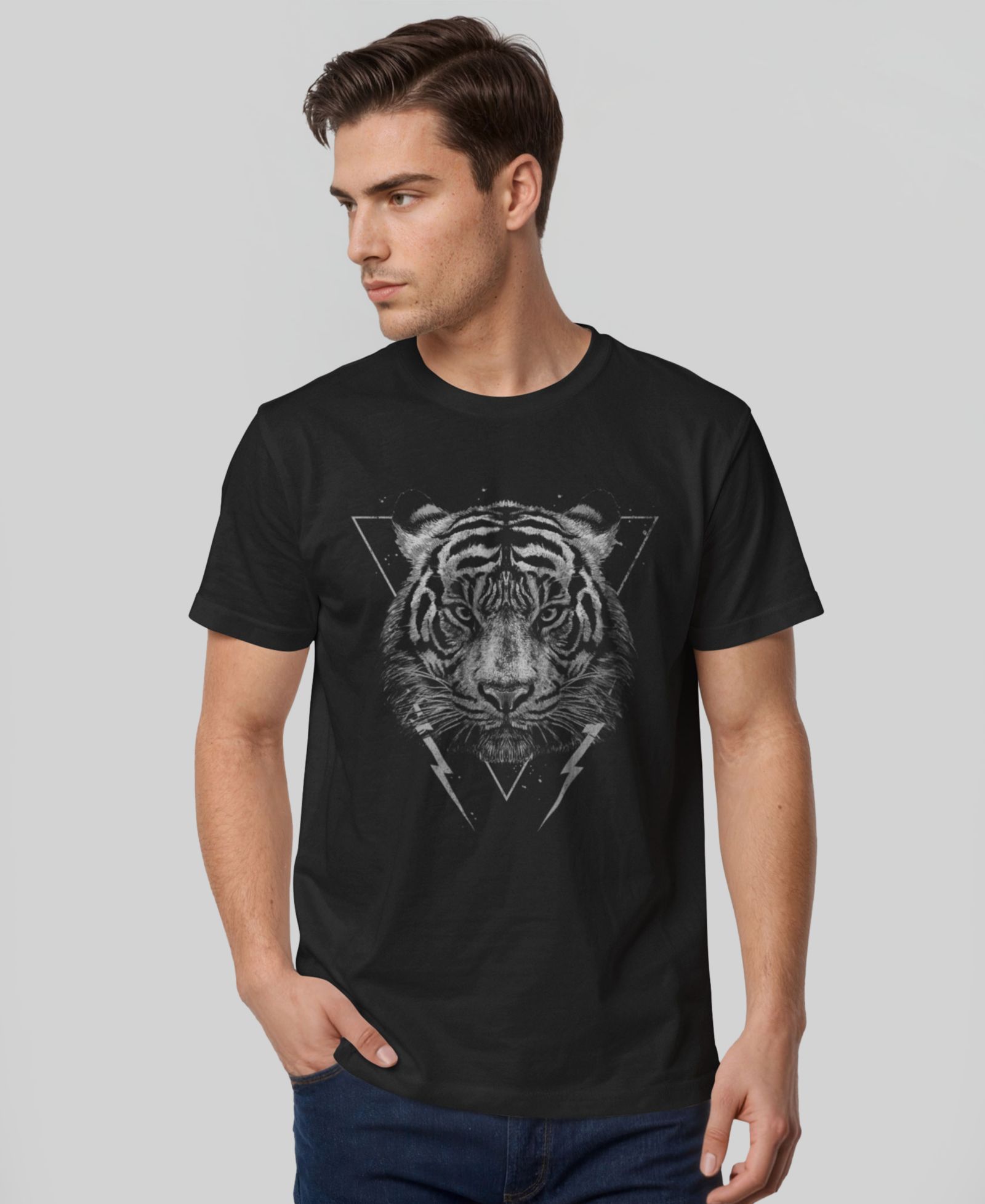 Fifth Sun Men's Grunge Tiger Men's Short-Sleeve T-Shirt