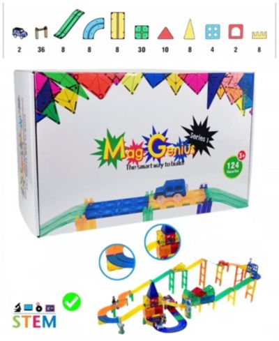 Mag-Genius Magnetic Racing Ultimate 124-Piece Building Set, Ages 3+
