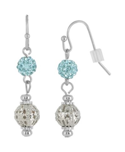 2028 серьги-подвески Silver-Tone Aqua Fireball and Filigree