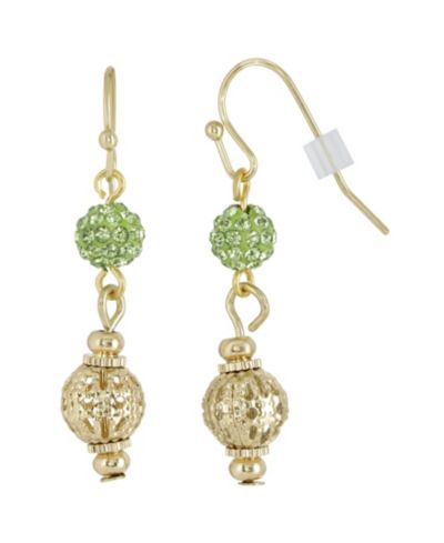 Серьги 2028 Gold-Tone Green Fireball и Filigree Drop с золотистым оттенком