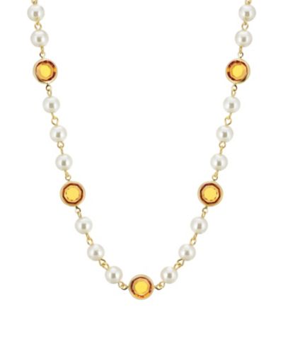 2028 ожерелье с имитацией жемчуга Gold-Tone 16" регулируемое