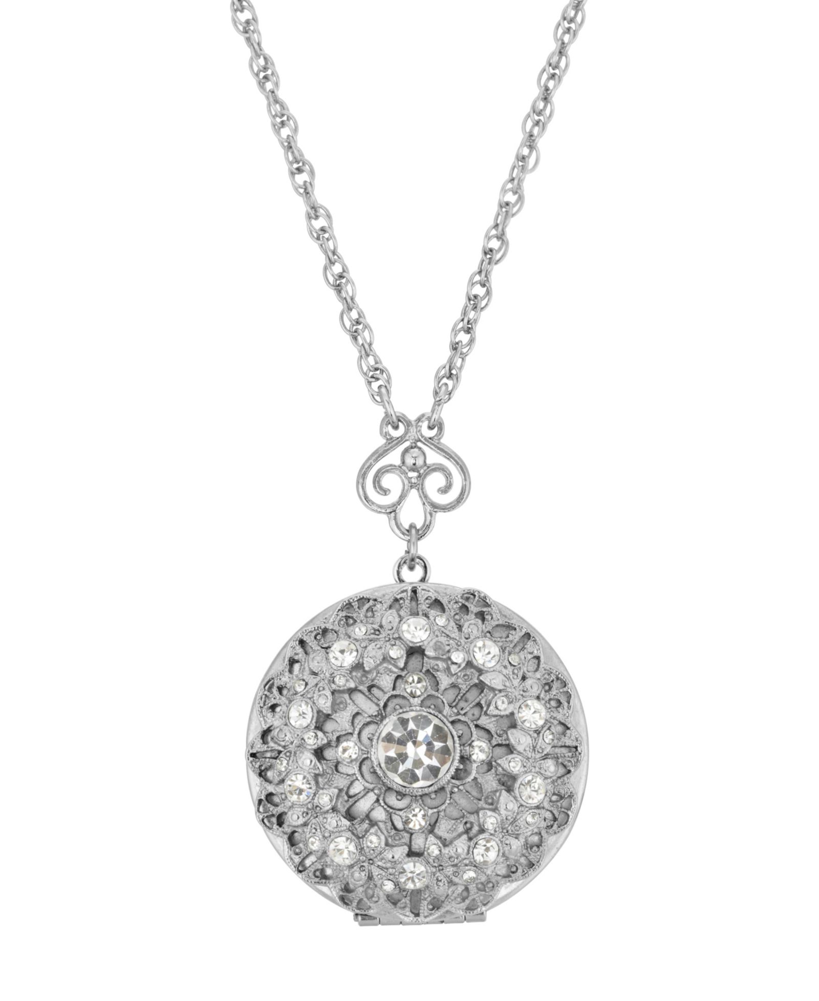 Ожерелье 2028 Silver-Tone Round Crystal Locket 30"