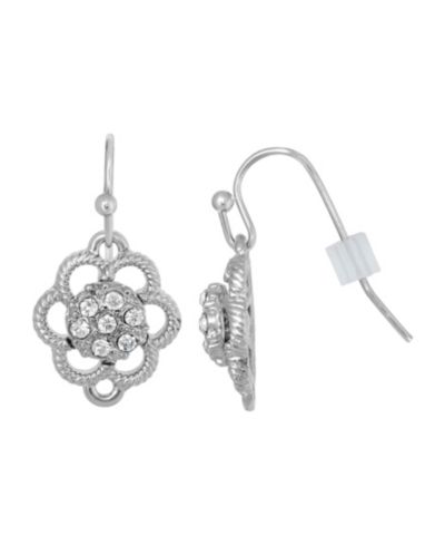 Серьги 2028 Small Crystal Flower Drop Silver-Tone
