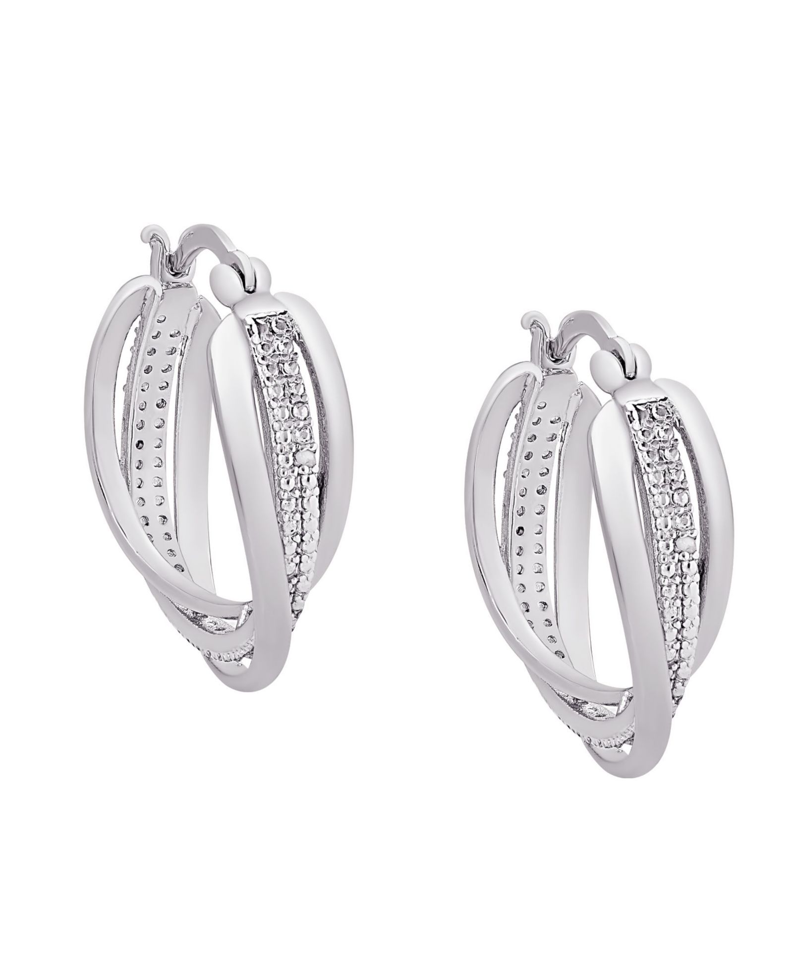 Серьги-кольца Macy's Diamond Accent Silver-plated Twist