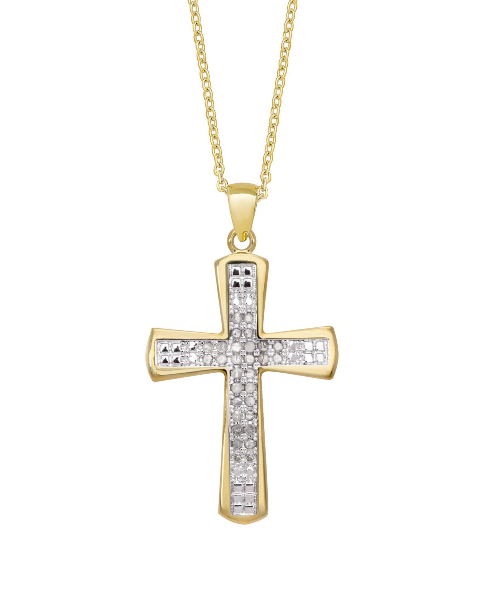 Macy's Diamond Accent Gold-plated Cross Pendant Necklace