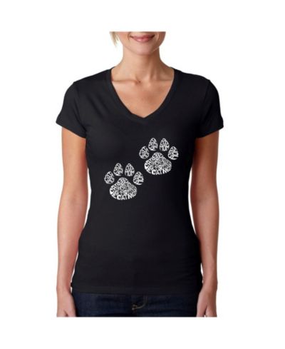 Женская футболка La Pop Art V-Neck Cat Mom с графическим принтом