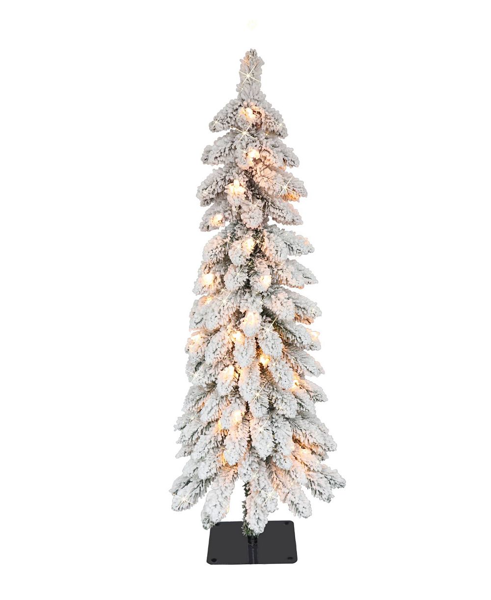 Искусственная елка Puleo 4' Pre-Lit Flocked Alpine Pencil