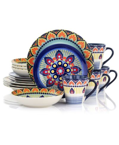 Elama Zen Mozaik Blue 16 Pc. Dinnerware Set, Service for 4