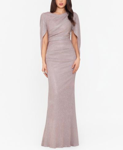 Женское вечернее платье Betsy & Adam Glitter Drape-Back Cape Gown