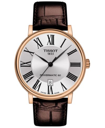 Tissot мужские швейцарские автоматические часы Carson Premium Powermatic 80 с кожаным ремешком 40mm