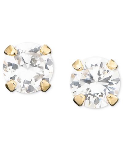 Детские серьги-гвоздики Macy's из золота 14k с кубическим цирконием
