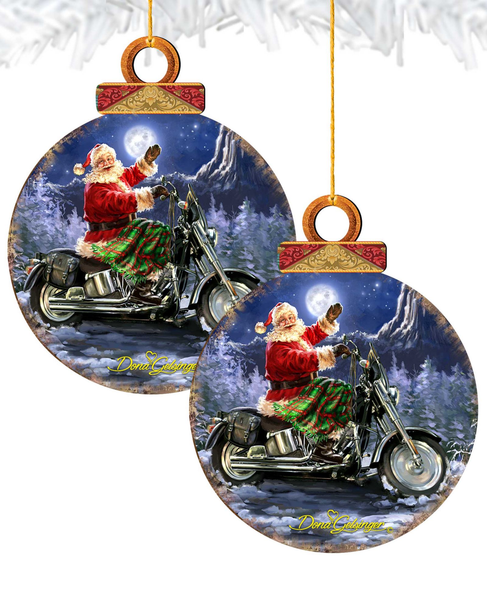 Designocracy by Dona Gelsinger украшение Santa Motorcycle Rider, набор из 2 шт