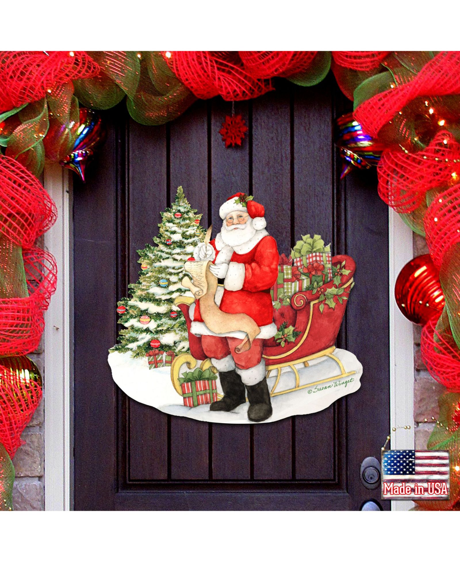 Декор для стен и дверей Designocracy by Susan Winget Classic Christmas Wish List Santa