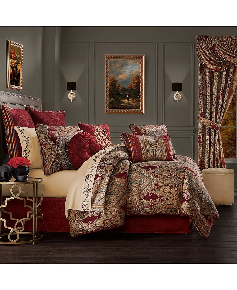J Queen New York Garnet стеганый комплект из 4 предметов, Queen