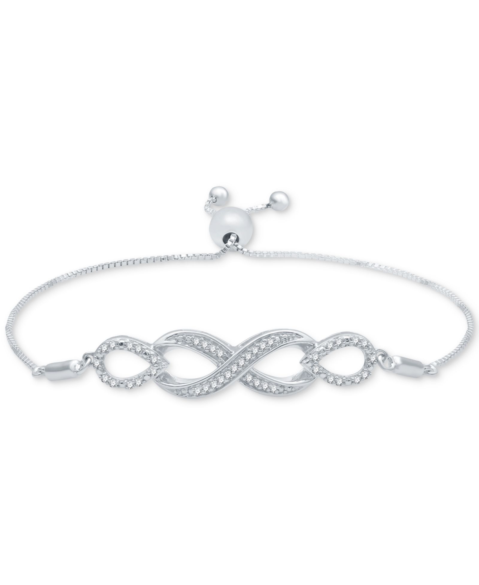 Diamond Infinity Bolo Bracelet (1/6 ct. t.w.) in Sterling Silver