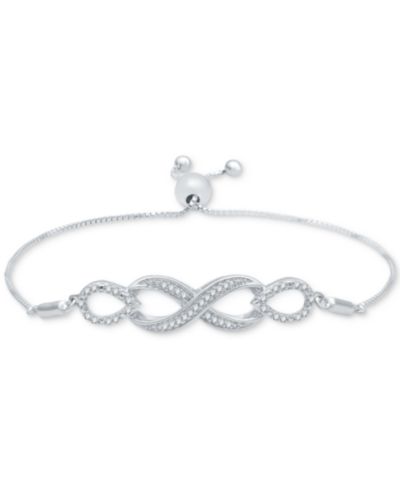 Diamond Infinity Bolo браслет (1/6 ct. t.w.) из стерлингового серебра