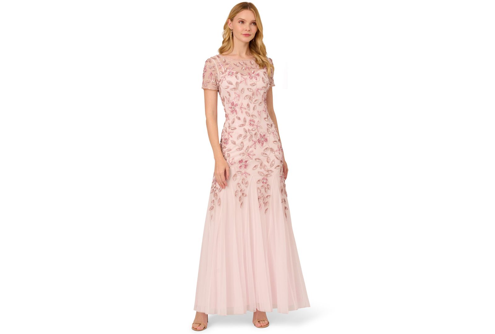Женское вечернее платье Adrianna Papell Floral-Beaded Gown